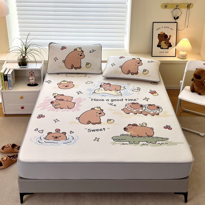 蘭菲家纺 2025新款凉感丝卡皮巴拉凉席 豚世界