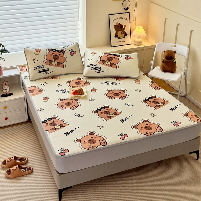 91家纺网 家纺一手货源 找家纺 蘭菲家纺 2025新款凉感丝卡皮巴拉凉席 拉不动