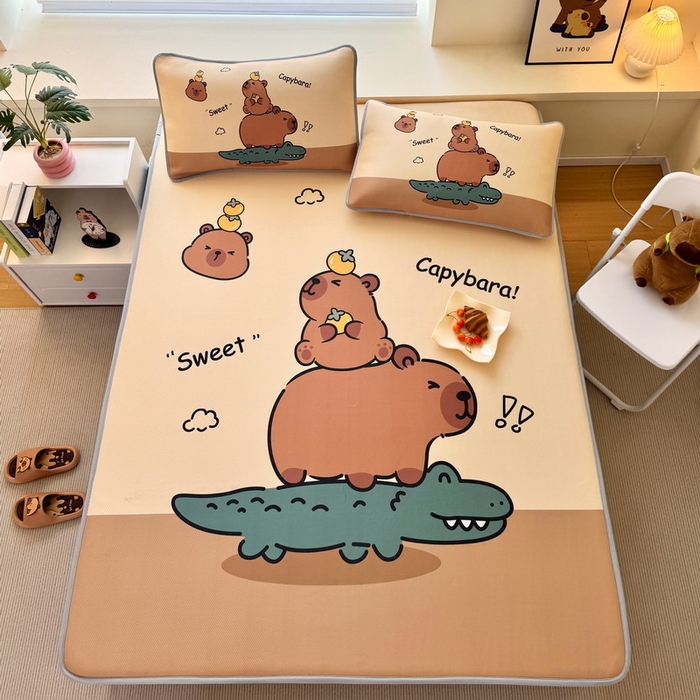 91家纺网 家纺一手货源 找家纺 蘭菲家纺 2025新款凉感丝卡皮巴拉凉席 征服拉