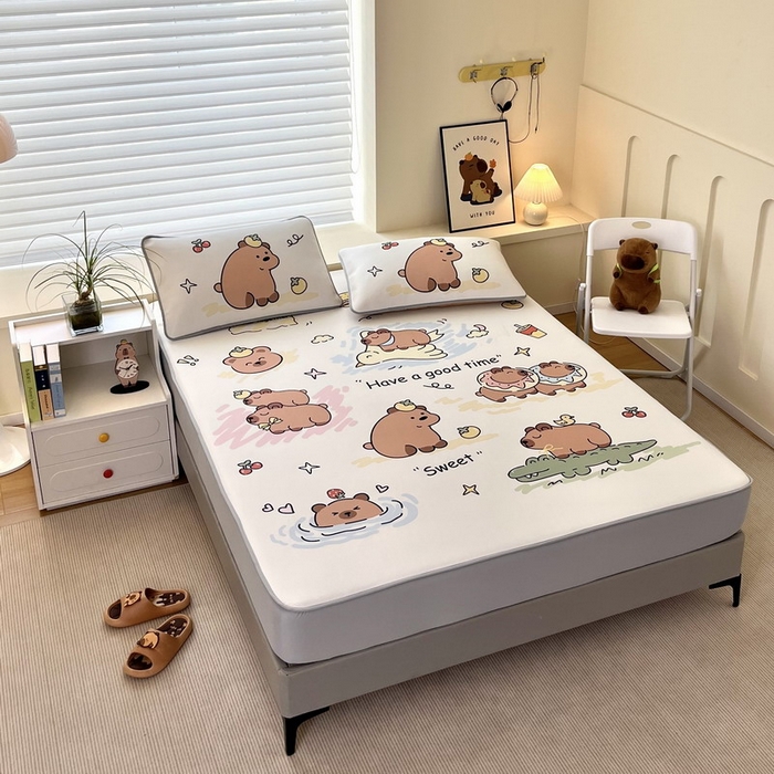 91家纺网 家纺一手货源 找家纺 蘭菲家纺 2025新款凉感丝卡皮巴拉凉席 豚世界