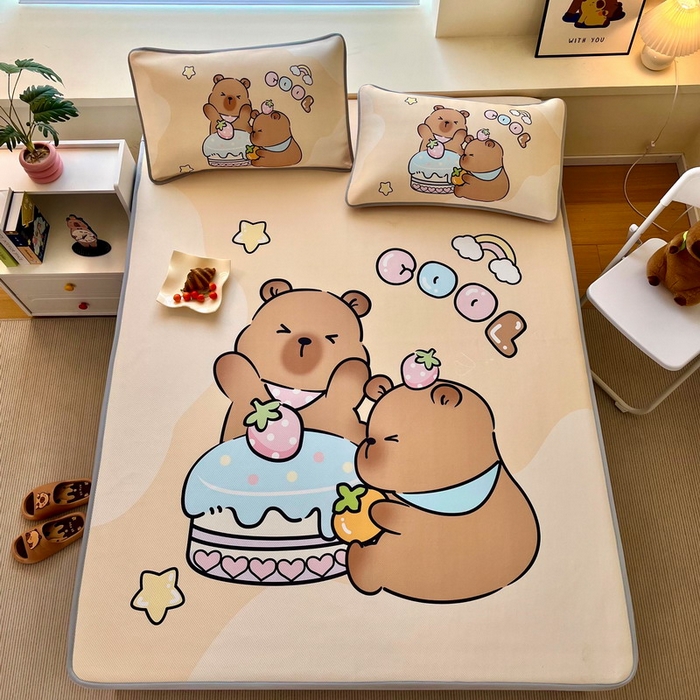 91家纺网 家纺一手货源 找家纺 蘭菲家纺 2025新款凉感丝卡皮巴拉凉席 爱皮卡