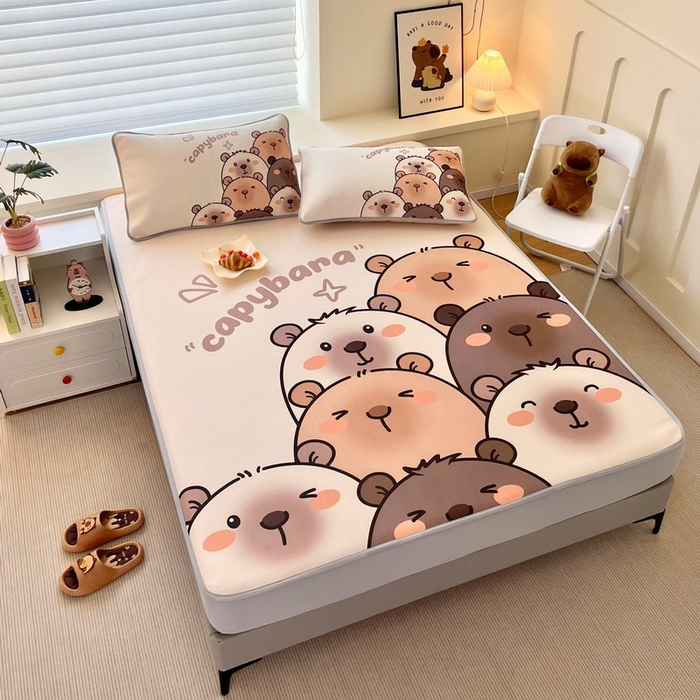 91家纺网 家纺一手货源 找家纺 蘭菲家纺 2025新款凉感丝卡皮巴拉凉席 豚一家