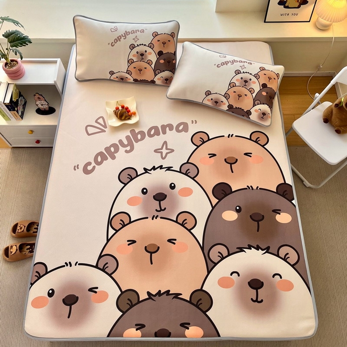 91家纺网 家纺一手货源 找家纺 蘭菲家纺 2025新款凉感丝卡皮巴拉凉席 豚一家