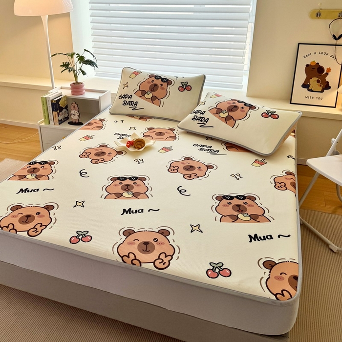 91家纺网 家纺一手货源 找家纺 蘭菲家纺 2025新款凉感丝卡皮巴拉凉席 拉不动