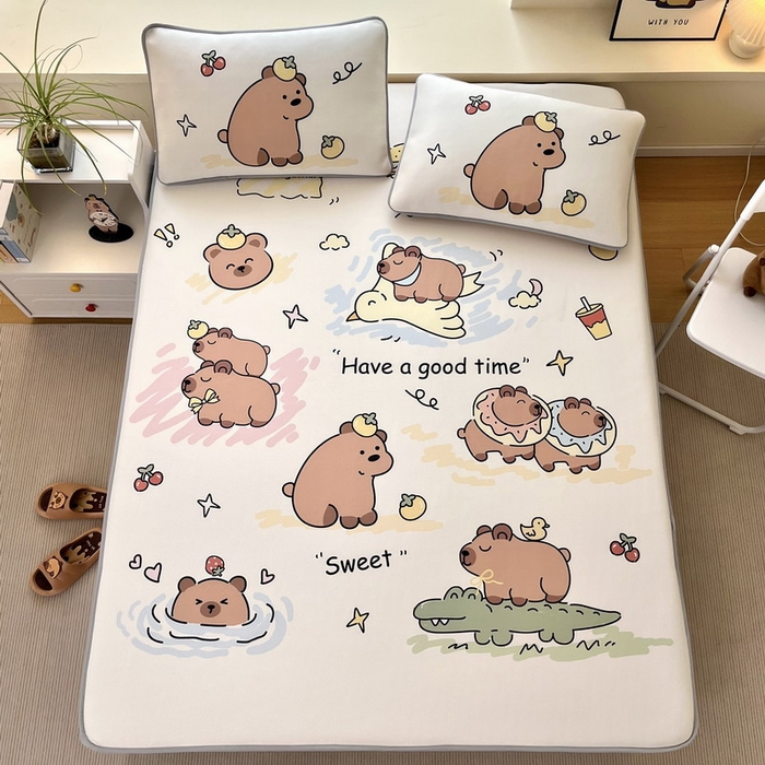 91家纺网 家纺一手货源 找家纺 蘭菲家纺 2025新款凉感丝卡皮巴拉凉席 豚世界