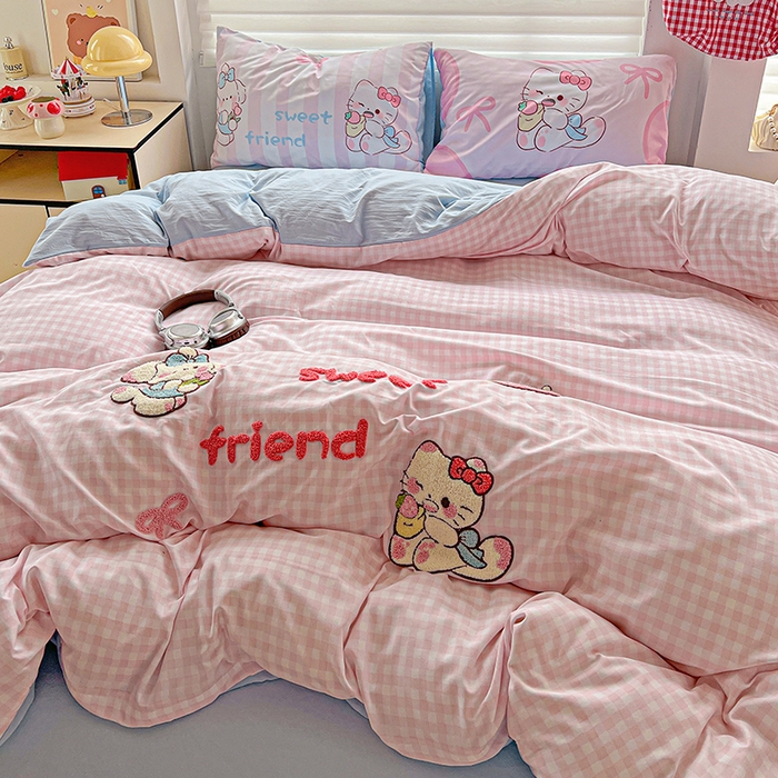 91家纺网 家纺一手货源 找家纺 海岛哥哥 2025新款大版毛巾绣四件套 蛋糕派对