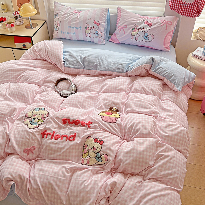 91家纺网 家纺一手货源 找家纺 海岛哥哥 2025新款大版毛巾绣四件套 蛋糕派对