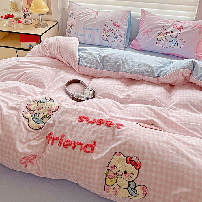 91家纺网 家纺一手货源 找家纺 海岛哥哥 2025新款大版毛巾绣四件套 蛋糕派对