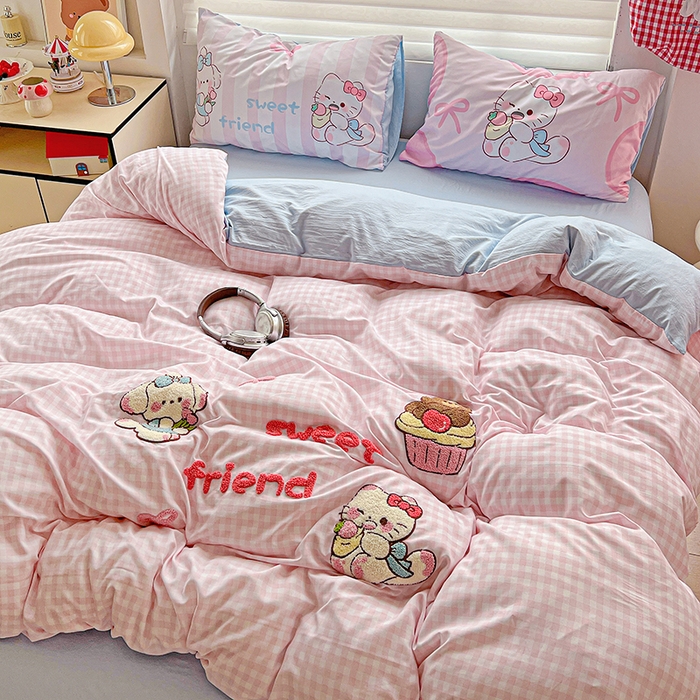 91家纺网 家纺一手货源 找家纺 海岛哥哥 2025新款大版毛巾绣四件套 蛋糕派对