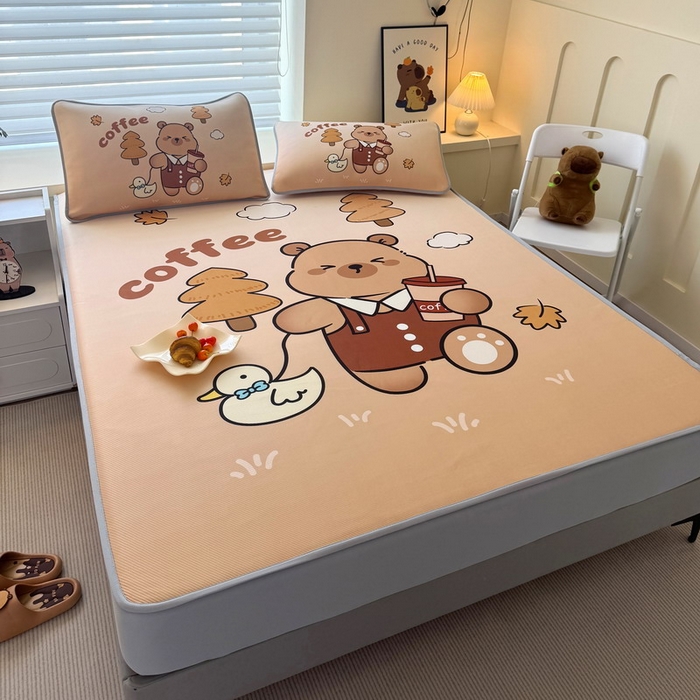 91家纺网 家纺一手货源 找家纺 蘭菲家纺 2025新款凉感丝卡皮巴拉凉席 拉小鸭