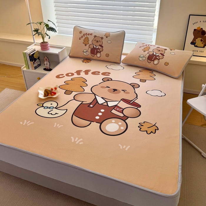 91家纺网 家纺一手货源 找家纺 蘭菲家纺 2025新款凉感丝卡皮巴拉凉席 拉小鸭