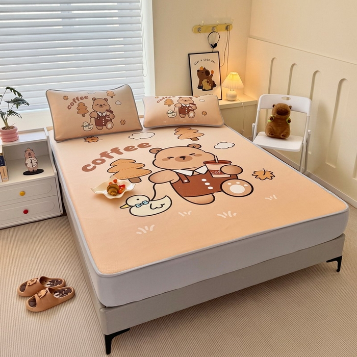 91家纺网 家纺一手货源 找家纺 蘭菲家纺 2025新款凉感丝卡皮巴拉凉席 拉小鸭