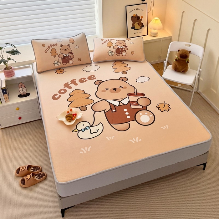 91家纺网 家纺一手货源 找家纺 蘭菲家纺 2025新款凉感丝卡皮巴拉凉席 拉小鸭