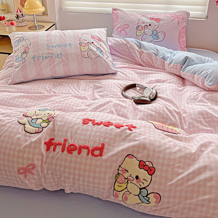 91家纺网 家纺一手货源 找家纺 海岛哥哥 2025新款大版毛巾绣四件套 蛋糕派对