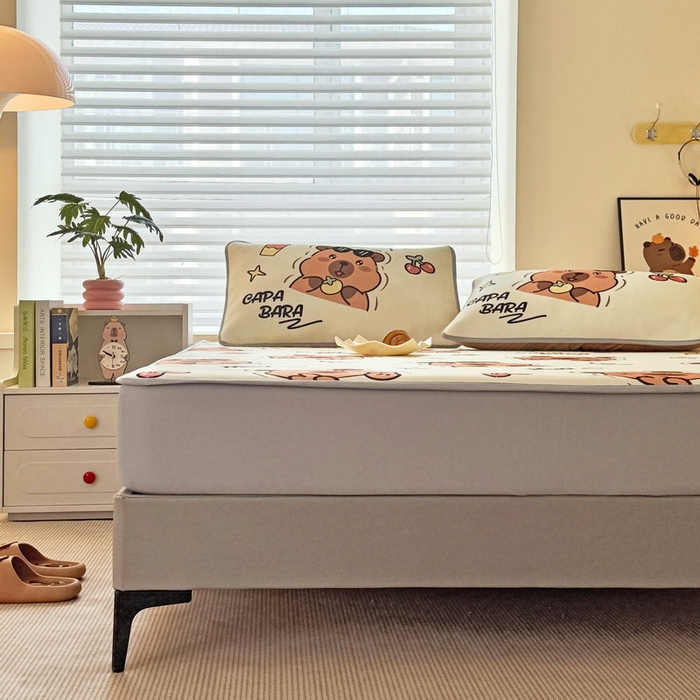 91家纺网 家纺一手货源 找家纺 蘭菲家纺 2025新款凉感丝卡皮巴拉凉席 拉不动