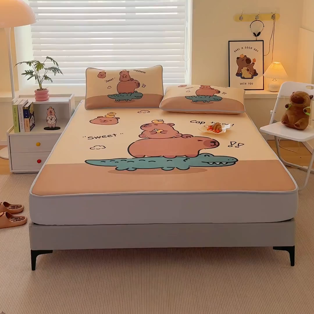 91家纺网 家纺一手货源 找家纺 蘭菲家纺 2025新款凉感丝卡皮巴拉凉席 征服拉