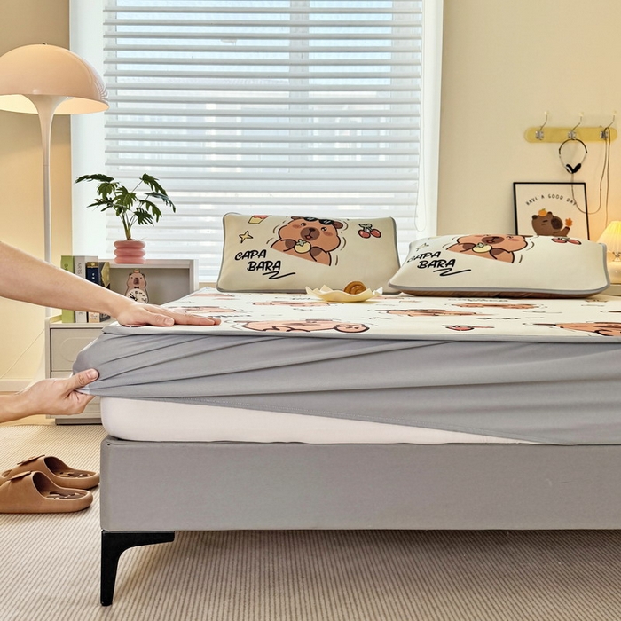 91家纺网 家纺一手货源 找家纺 蘭菲家纺 2025新款凉感丝卡皮巴拉凉席 拉不动