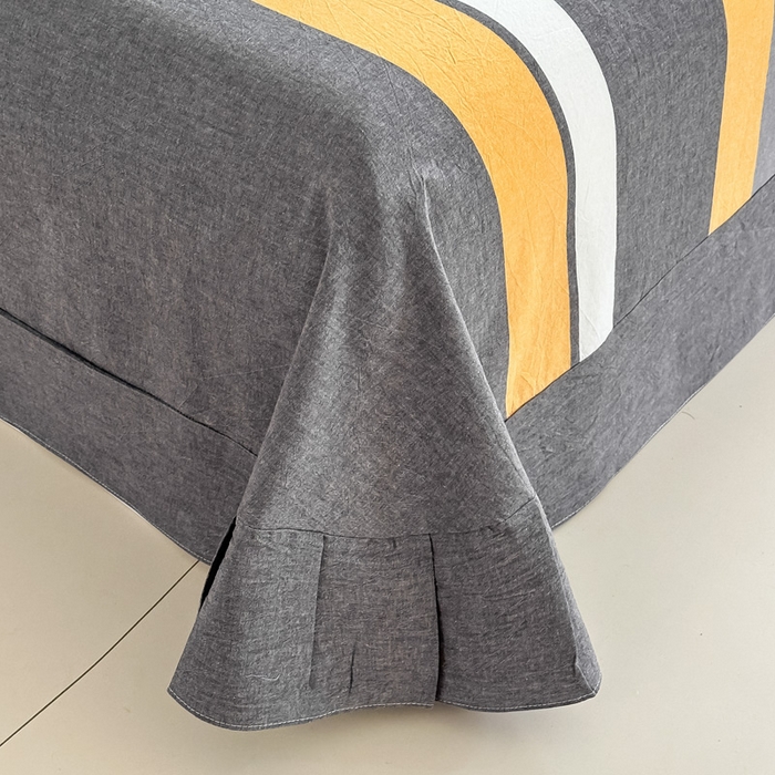 91家纺网 家纺一手货源 找家纺 侯先生家纺 2025新款全棉色织四件套纯棉被套床单四季款格子三件套 爱情-黄