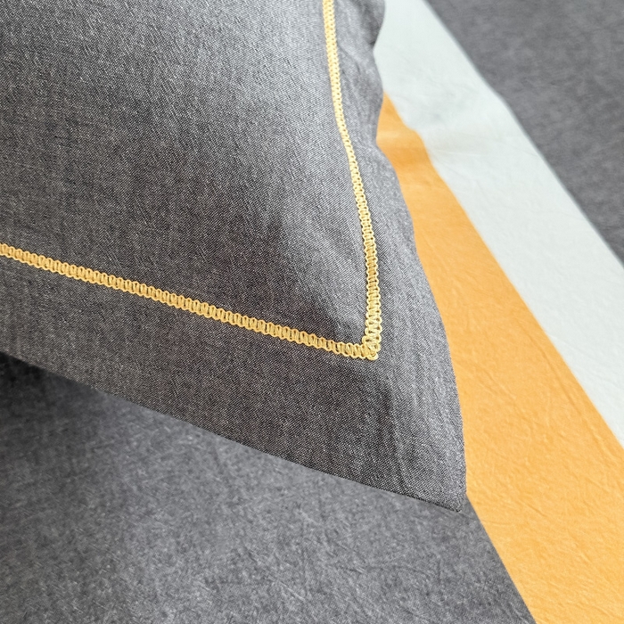 91家纺网 家纺一手货源 找家纺 侯先生家纺 2025新款全棉色织四件套纯棉被套床单四季款格子三件套 爱情-黄