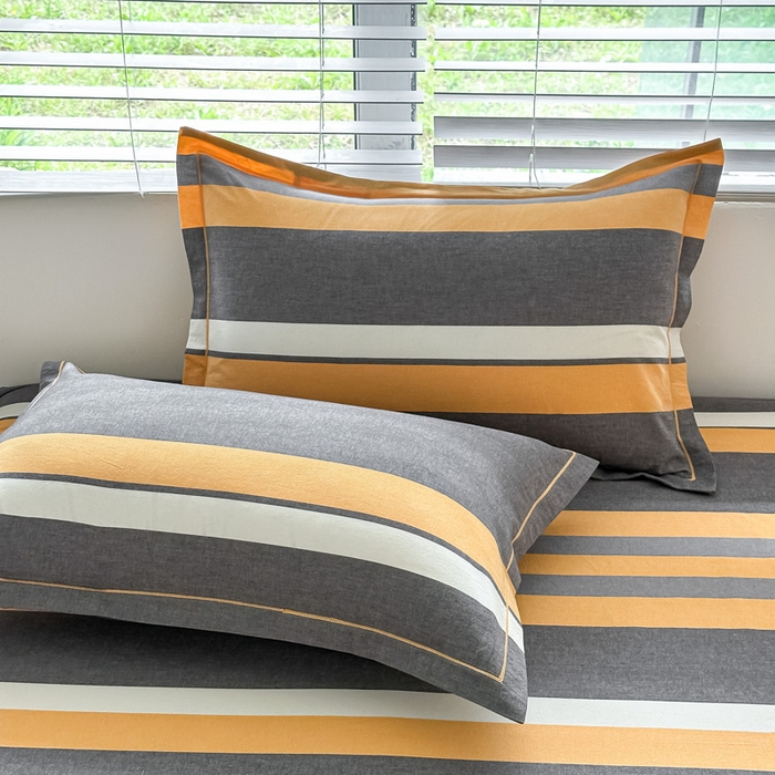 91家纺网 家纺一手货源 找家纺 侯先生家纺 2025新款全棉色织四件套纯棉被套床单四季款格子三件套 爱情-黄