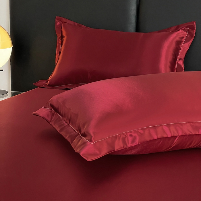 91家纺网 家纺一手货源 找家纺 恬澳家纺 2025新款冰丝床笠 冰丝-酒红