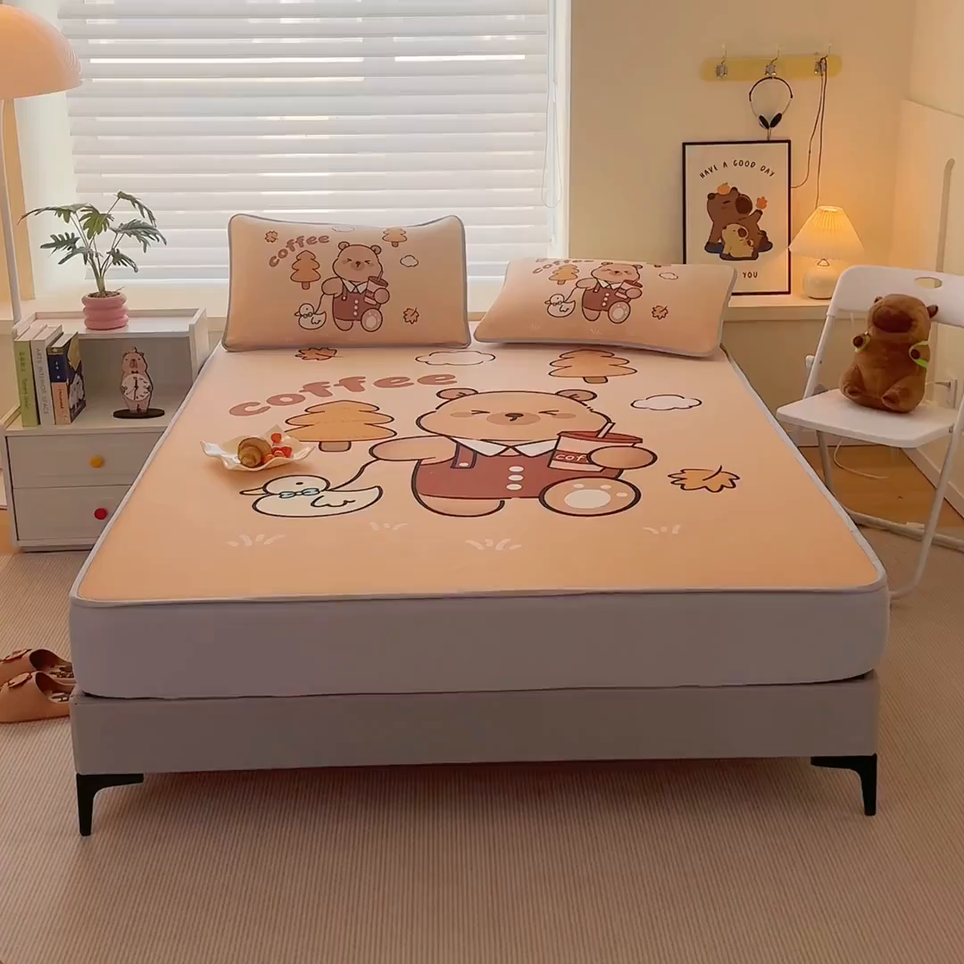 91家纺网 家纺一手货源 找家纺 蘭菲家纺 2025新款凉感丝卡皮巴拉凉席 拉小鸭