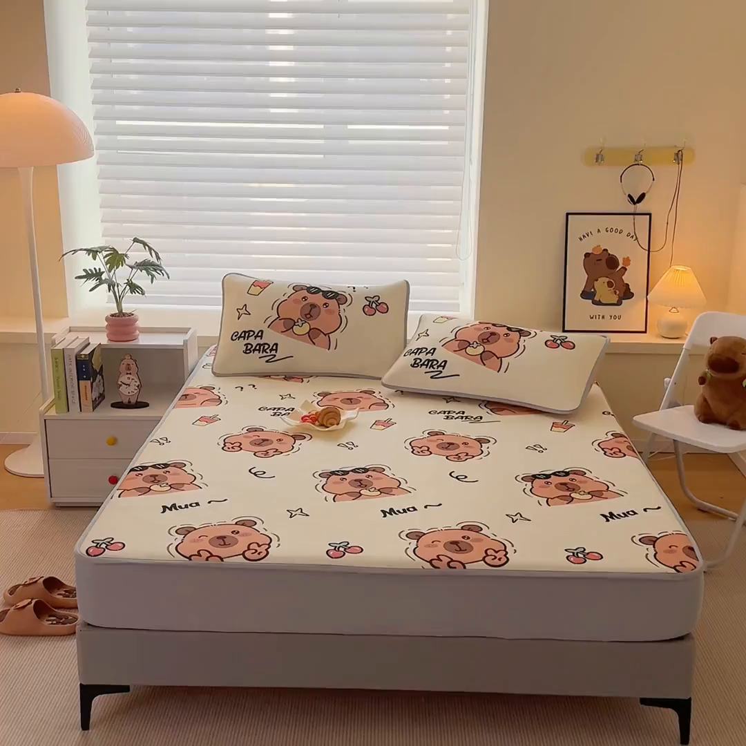 91家纺网 家纺一手货源 找家纺 蘭菲家纺 2025新款凉感丝卡皮巴拉凉席 拉不动