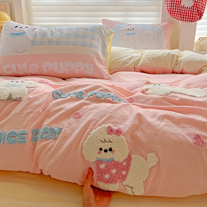 91家纺网 家纺一手货源 找家纺 海岛哥哥 2025新款大版毛巾绣四件套 马尔济斯