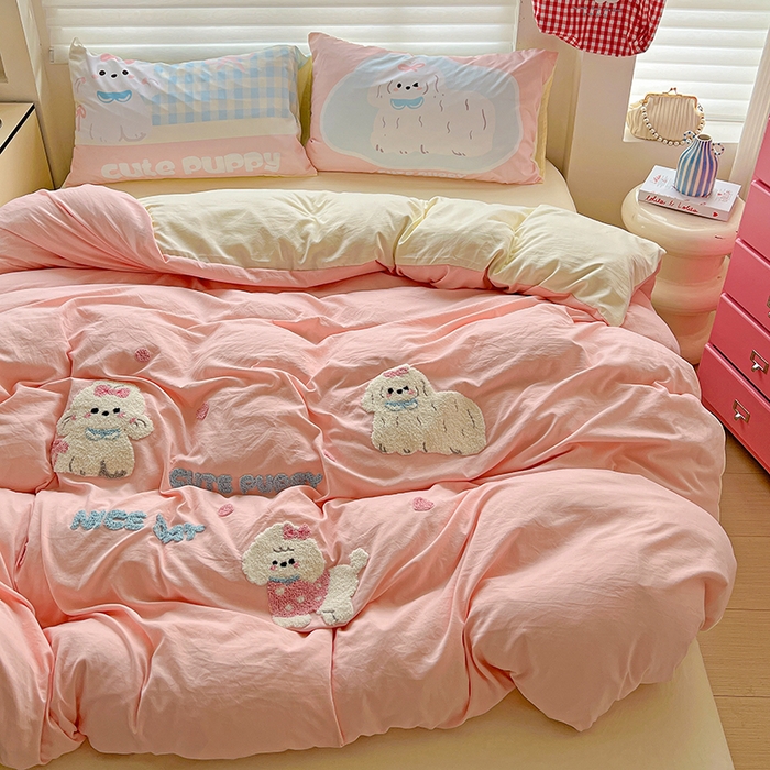 91家纺网 家纺一手货源 找家纺 海岛哥哥 2025新款大版毛巾绣四件套 马尔济斯