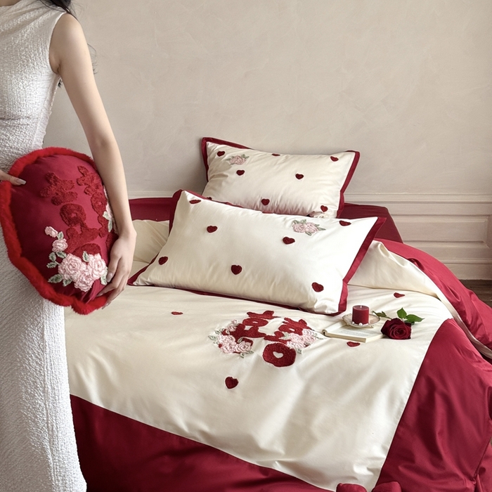 91家纺网 家纺一手货源 找家纺 （总）嗨购家纺 2025新款50S长绒棉四件套-玫瑰与你