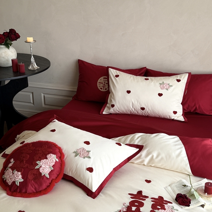 91家纺网 家纺一手货源 找家纺 （总）嗨购家纺 2025新款50S长绒棉四件套-玫瑰与你