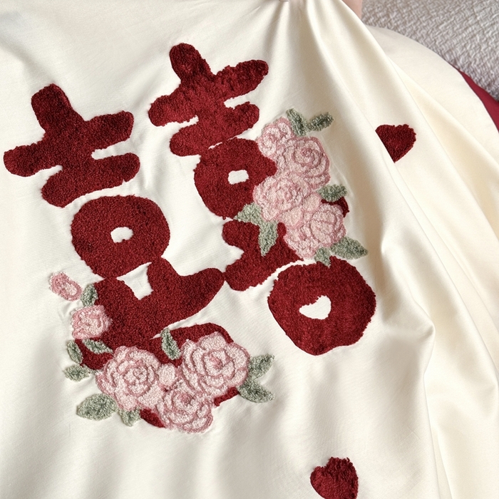 91家纺网 家纺一手货源 找家纺 （总）嗨购家纺 2025新款50S长绒棉四件套-玫瑰与你