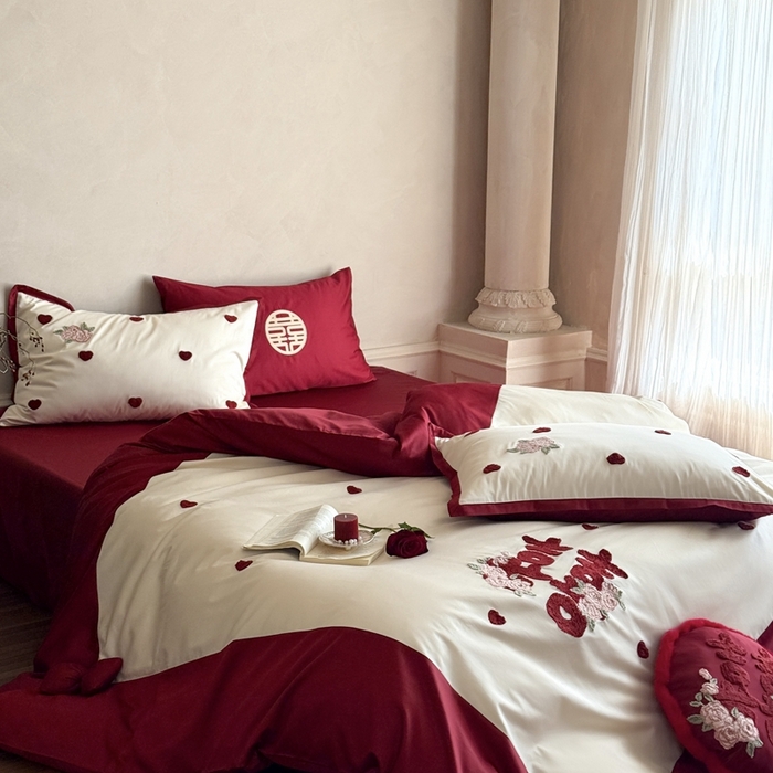91家纺网 家纺一手货源 找家纺 （总）嗨购家纺 2025新款50S长绒棉四件套-玫瑰与你