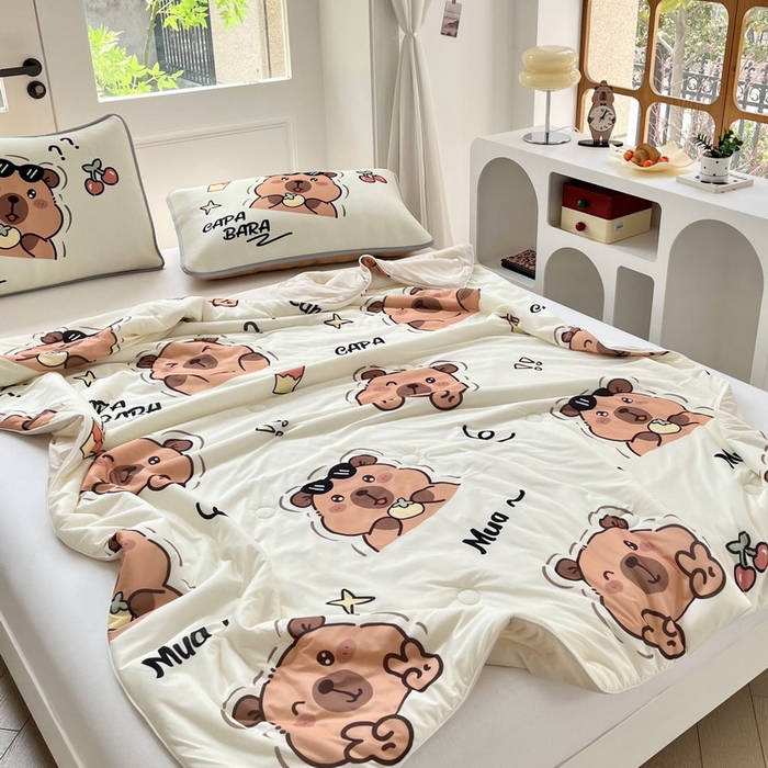 91家纺网 家纺一手货源 找家纺 蘭菲家纺 2025新款凉感丝卡皮巴拉夏被 拉不动