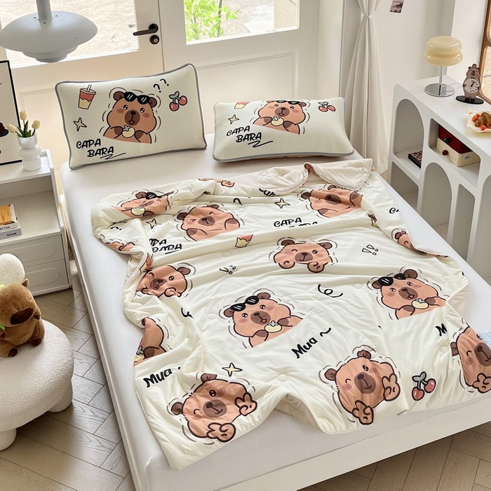 91家纺网 家纺一手货源 找家纺 蘭菲家纺 2025新款凉感丝卡皮巴拉夏被 拉不动