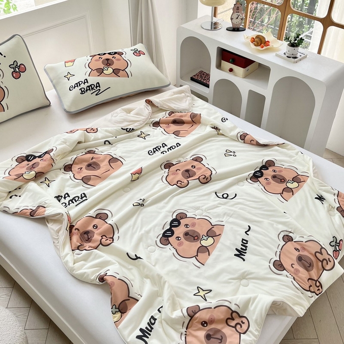 91家纺网 家纺一手货源 找家纺 蘭菲家纺 2025新款凉感丝卡皮巴拉夏被 拉不动