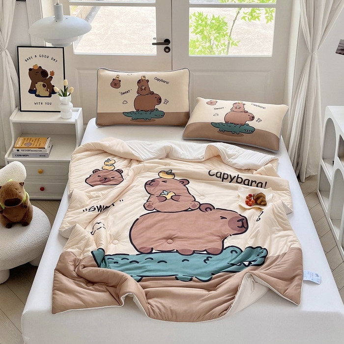 91家纺网 家纺一手货源 找家纺 （总）蘭菲家纺 2025新款凉感丝卡皮巴拉夏被