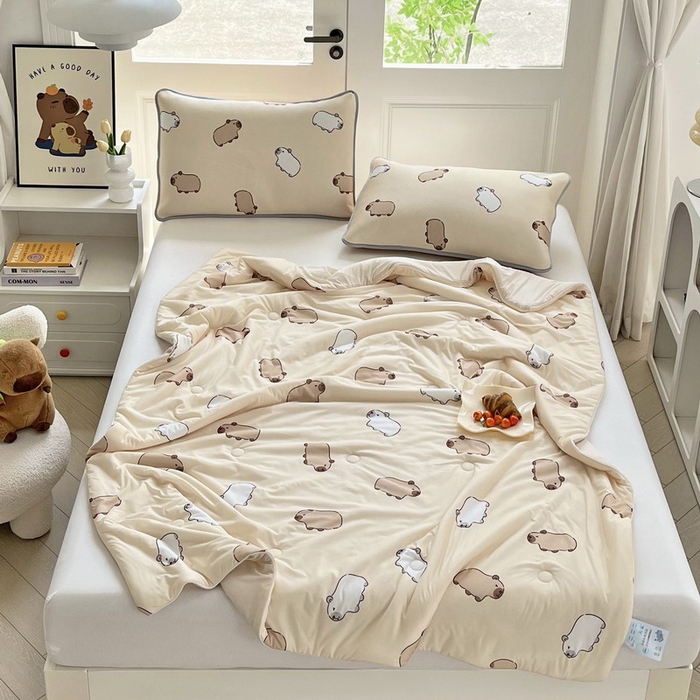 蘭菲家纺 2025新款凉感丝卡皮巴拉夏被 小奶豚