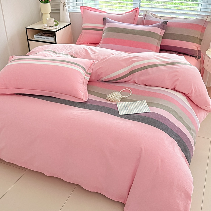 91家纺网 家纺一手货源 找家纺 侯先生家纺 2025新款全棉色织四件套纯棉被套床单四季款格子三件套 贝加莫