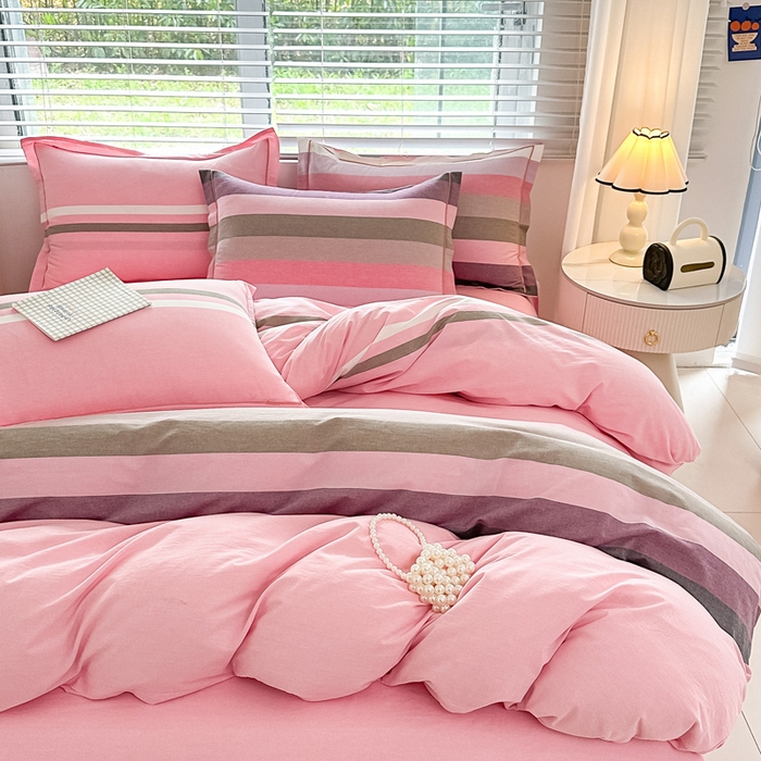 91家纺网 家纺一手货源 找家纺 侯先生家纺 2025新款全棉色织四件套纯棉被套床单四季款格子三件套 贝加莫