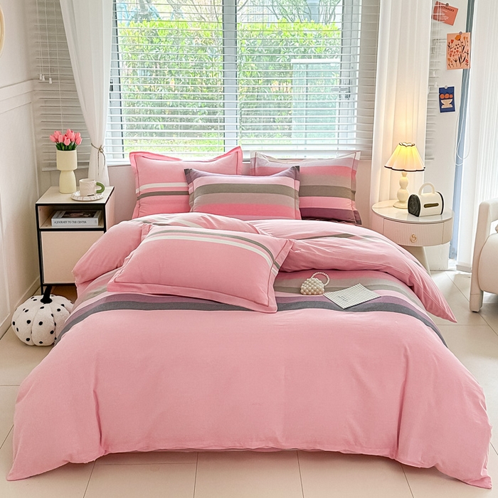 91家纺网 家纺一手货源 找家纺 侯先生家纺 2025新款全棉色织四件套纯棉被套床单四季款格子三件套 贝加莫