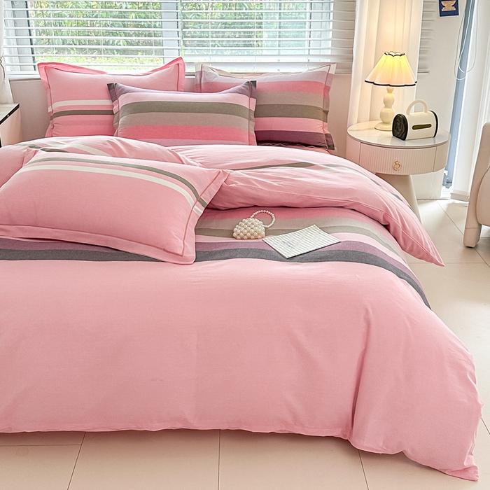 91家纺网 家纺一手货源 找家纺 侯先生家纺 2025新款全棉色织四件套纯棉被套床单四季款格子三件套 贝加莫