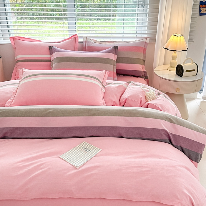 91家纺网 家纺一手货源 找家纺 侯先生家纺 2025新款全棉色织四件套纯棉被套床单四季款格子三件套 贝加莫