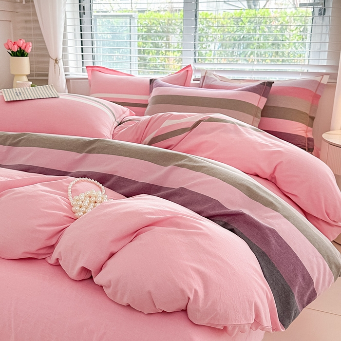 91家纺网 家纺一手货源 找家纺 侯先生家纺 2025新款全棉色织四件套纯棉被套床单四季款格子三件套 贝加莫