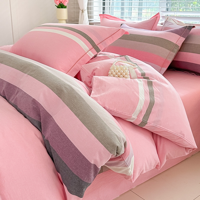 91家纺网 家纺一手货源 找家纺 侯先生家纺 2025新款全棉色织四件套纯棉被套床单四季款格子三件套 贝加莫