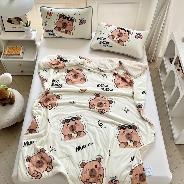 91家纺网 家纺一手货源 找家纺 蘭菲家纺 2025新款凉感丝卡皮巴拉夏被 拉不动