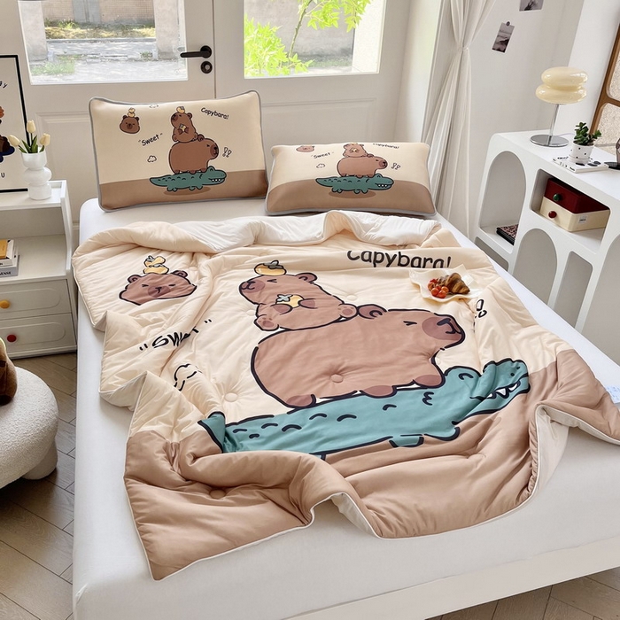 91家纺网 家纺一手货源 找家纺 蘭菲家纺 2025新款凉感丝卡皮巴拉夏被 征服拉