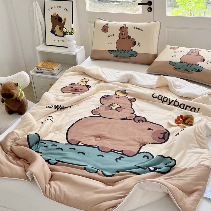 91家纺网 家纺一手货源 找家纺 蘭菲家纺 2025新款凉感丝卡皮巴拉夏被 征服拉