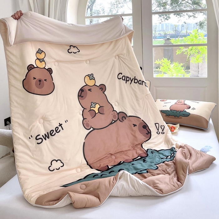 91家纺网 家纺一手货源 找家纺 蘭菲家纺 2025新款凉感丝卡皮巴拉夏被 征服拉