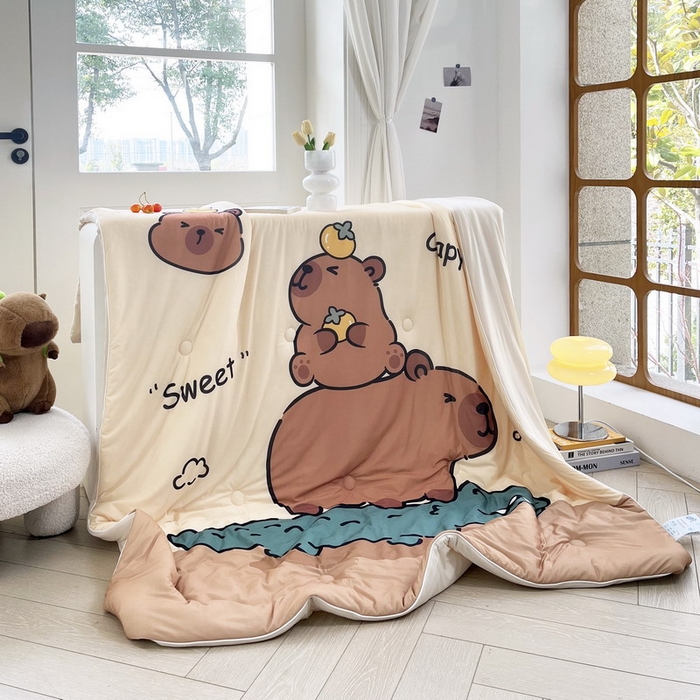 91家纺网 家纺一手货源 找家纺 蘭菲家纺 2025新款凉感丝卡皮巴拉夏被 征服拉